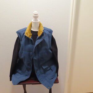 Women's LG Vest Blue with Gold Fur like lining New w Tag